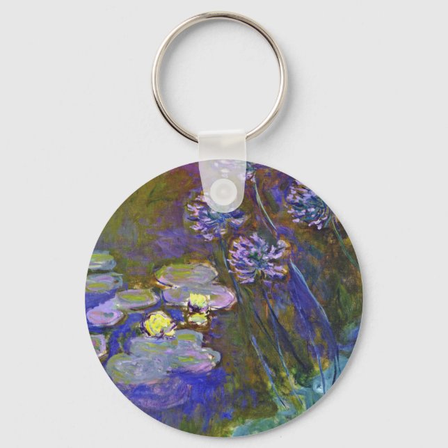 Claude Monet Water Lilies Agapanthus Key Ring (Front)