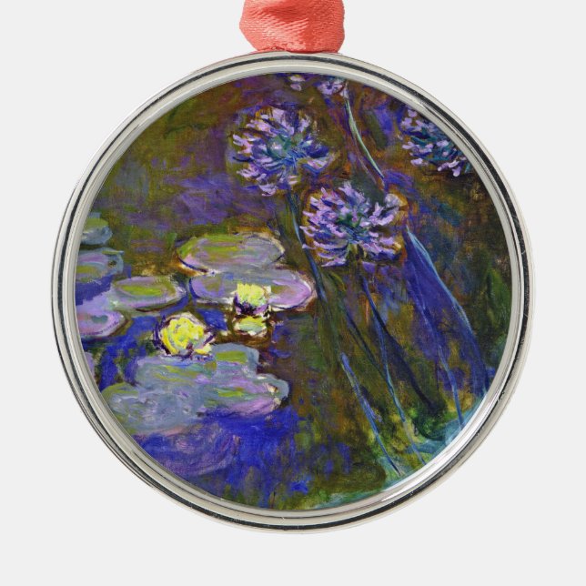 Claude Monet Water Lilies Agapanthus Metal Tree Decoration (Front)
