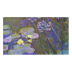 Claude Monet Water Lilies Agapanthus Name Tag