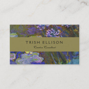 Claude Monet Water Lilies Agapanthus Vintage Art Business Card