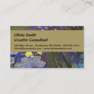Claude Monet Water Lilies Agapanthus Vintage Art Business Card
