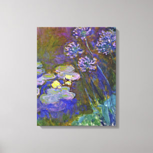 Claude Monet Water Lilies Agapanthus Vintage Art Canvas Print