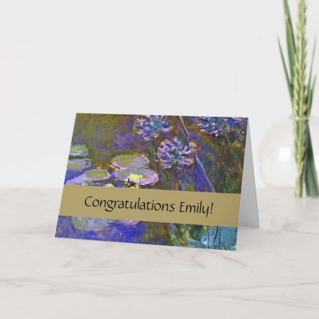 Claude Monet Water Lilies Agapanthus Vintage Art Card (Front)