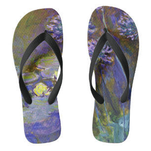 Claude Monet Water Lilies Agapanthus Vintage Art Flip Flops