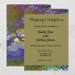 Claude Monet Water Lilies Agapanthus Vintage Art Invitation
