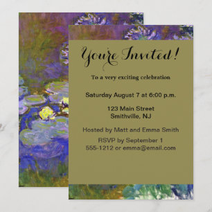 Claude Monet Water Lilies Agapanthus Vintage Art Invitation