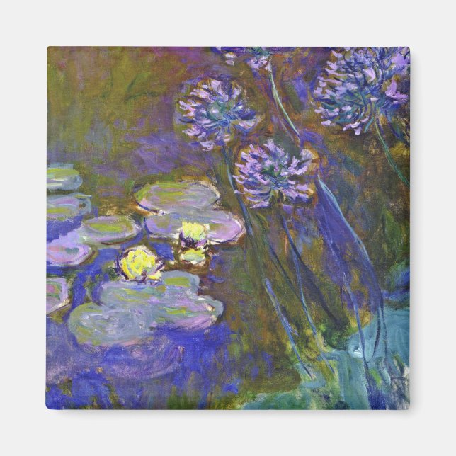 Claude Monet Water Lilies Agapanthus Vintage Art Magnet (Front)