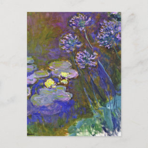 Claude Monet Water Lilies Agapanthus Vintage Art Postcard