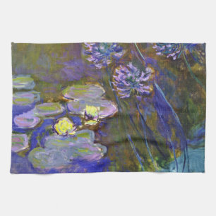 Claude Monet Water Lilies Agapanthus Vintage Art Tea Towel