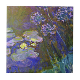 Claude Monet Water Lilies Agapanthus Vintage Art Tile