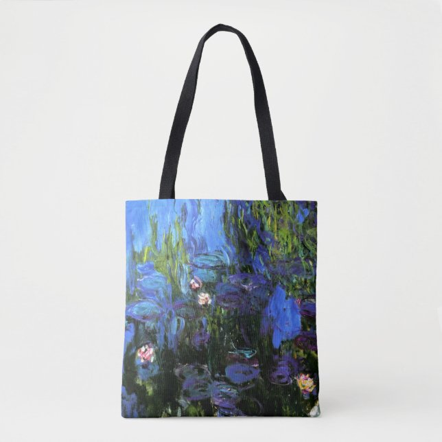 Claude Monet: Water-Lilies, blue indigo Tote Bag (Front)