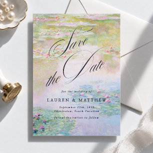 Claude Monet Water Lilies Calligraphy Save The Date