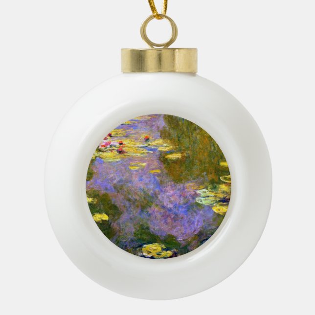 Claude Monet: Water Lilies Ceramic Ball Christmas Ornament (Front)