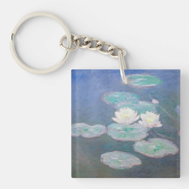 Claude Monet - Water Lilies, Evening Effect Key Ring (Front)