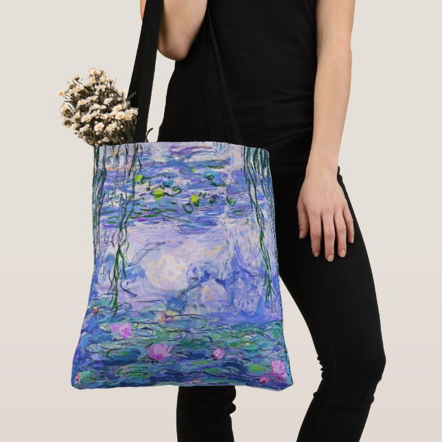 Claude Monet Water Lilies French Impressionist Art Tote Bag (Close Up)