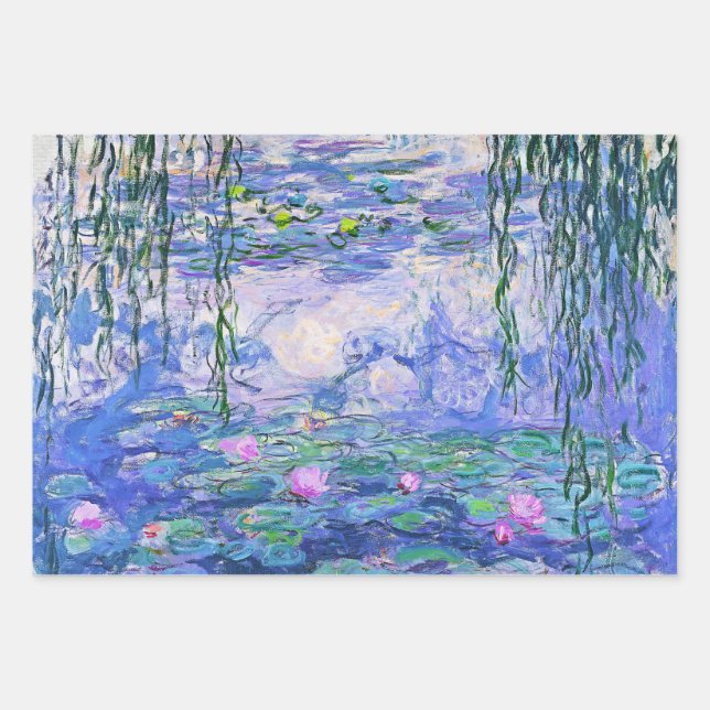 Claude Monet Water Lilies French Impressionist Art Wrapping Paper Sheet (Front)