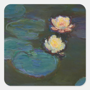 Claude Monet Water Lilies Impressionist Oil Art Square Sticker