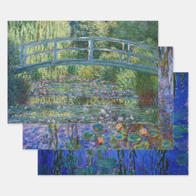 Claude Monet - Water Lilies Masterpieces Selection Wrapping Paper Sheet (Set)