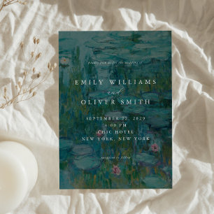 Claude Monet Water Lilies Minimalist Wedding Invitation