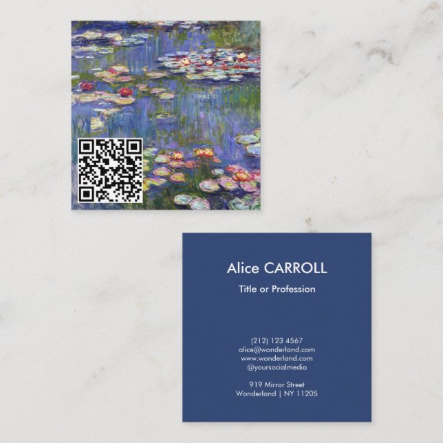 Claude Monet - Water Lilies / Nympheas - QR Code Square Business Card (Front/Back)