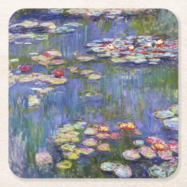 Claude Monet - Water Lilies / Nympheas Square Paper Coaster (Front)