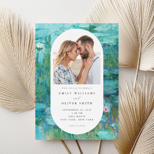Claude Monet Water Lilies Photo Wedding Invitation