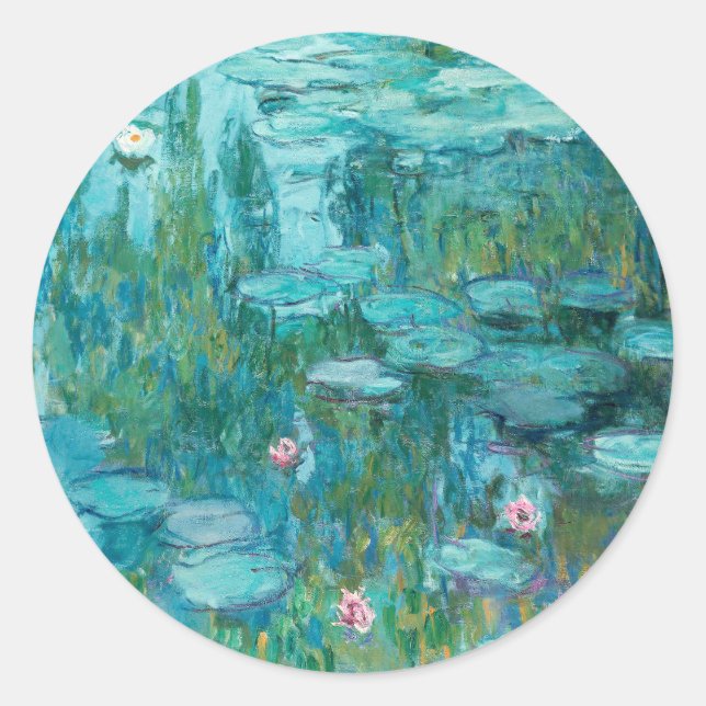 Claude Monet Water Lilies Wedding Classic Round Sticker (Front)