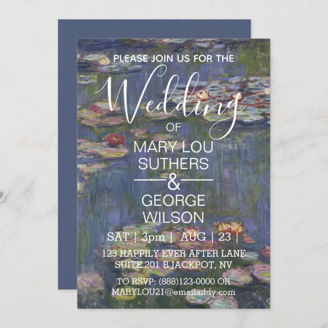 Claude Monet Water Lilies Wedding Invitation (Front/Back)