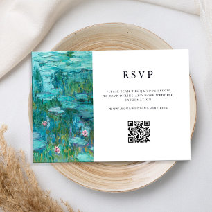 Claude Monet Water Lilies Wedding RSVP Card