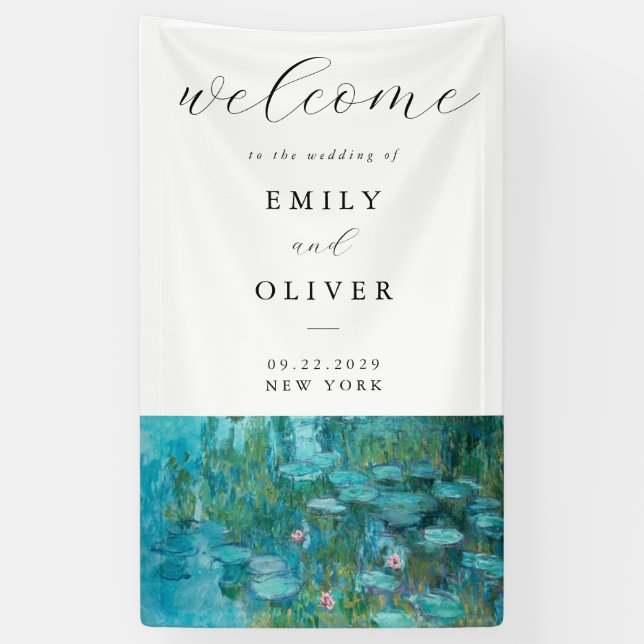 Claude Monet Water Lilies Welcome Wedding Banner (Vertical)