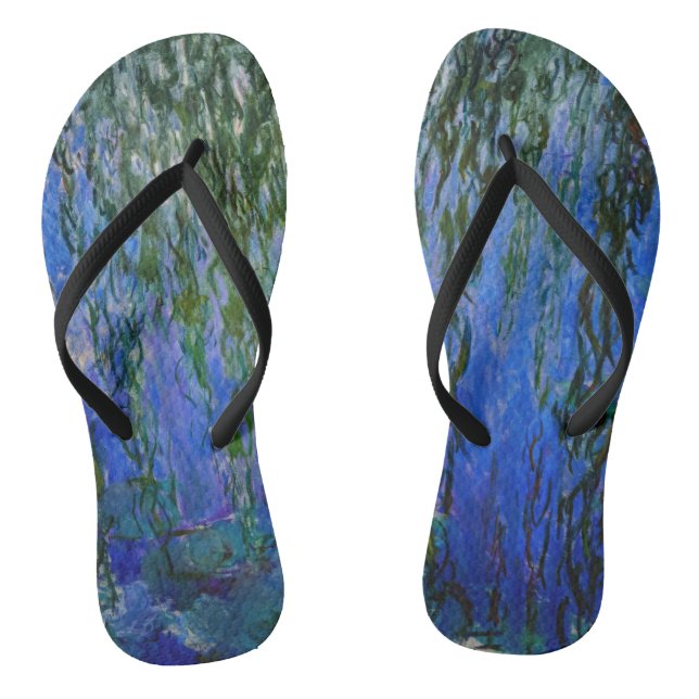 Claude Monet - Water Lilies with weeping willow Flip Flops (Footbed)