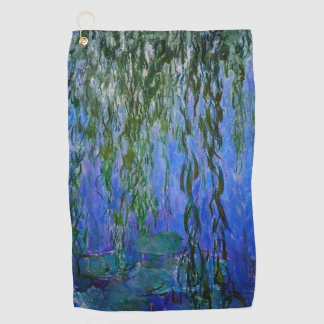 Claude Monet - Water Lilies with weeping willow Golf Towel (Front)