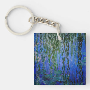 Claude Monet - Water Lilies with weeping willow Key Ring