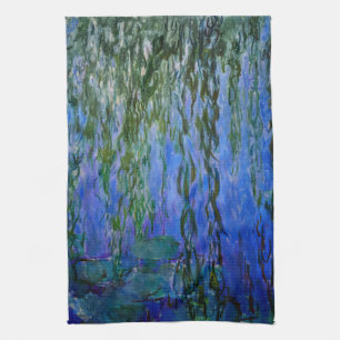 Claude Monet - Water Lilies with weeping willow Tea Towel
