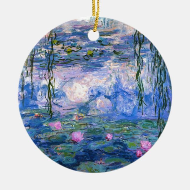 Claude Monet Water Lillies 1919 Ceramic Tree Decoration (Front)