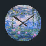 Claude Monet Water Lillies 1919 Round Clock<br><div class="desc">Title: Water Lilies
Artist: Claude Monet
Year: 1919</div>
