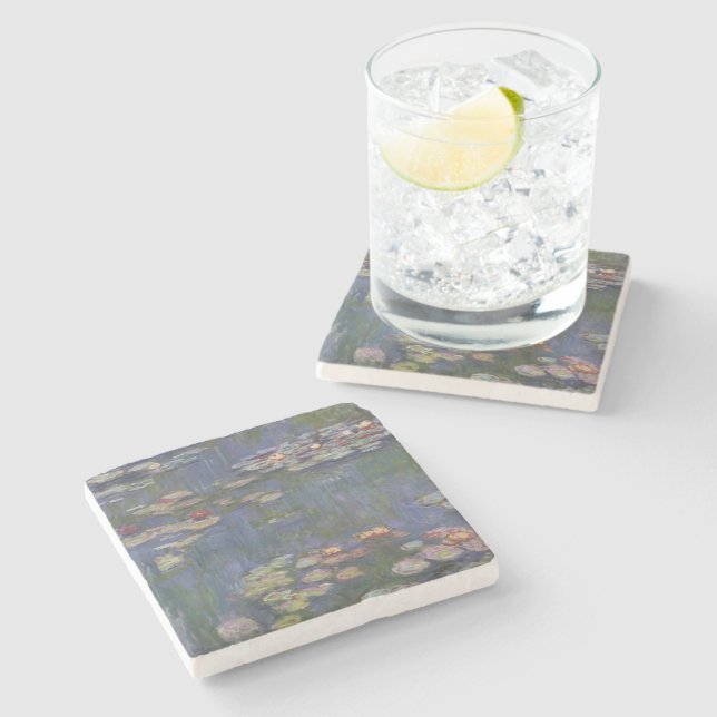 Claude Monet Water Lillies Stone Coaster (Side)