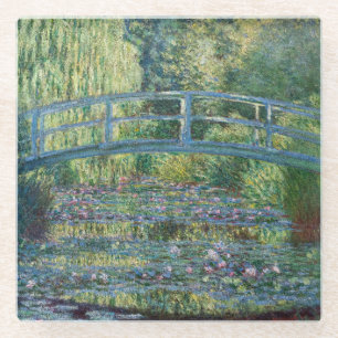 Claude Monet - Water Lily pond, Green Harmony Glass Coaster
