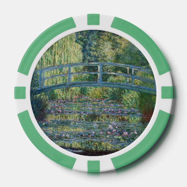 Claude Monet - Water Lily pond, Green Harmony Poker Chips (Front)