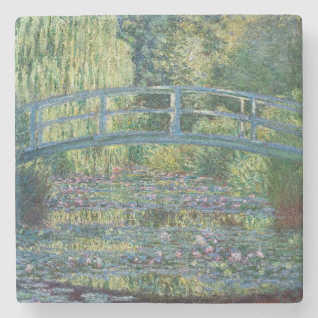 Claude Monet - Water Lily pond, Green Harmony Stone Coaster (Front)