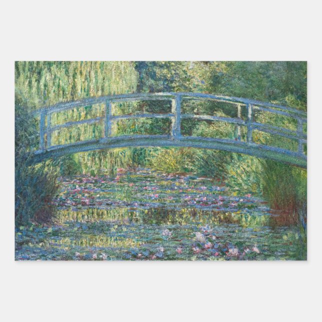 Claude Monet - Water Lily pond, Green Harmony Wrapping Paper Sheet (Front)