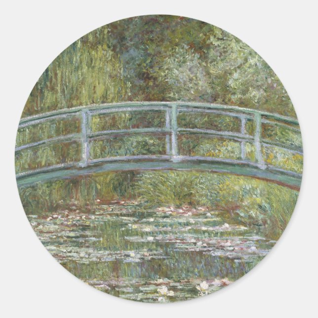 Claude Monet Water Lily Pond (Japanese Footbridge) Classic Round Sticker (Front)