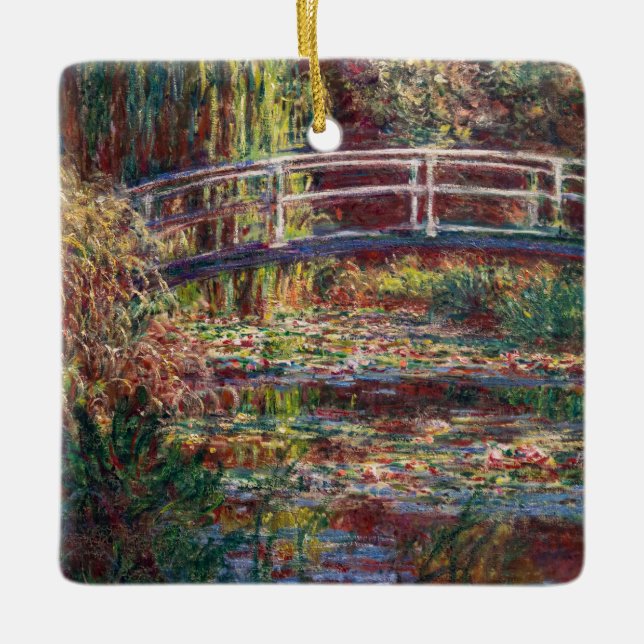 Claude Monet - Water Lily pond, Pink Harmony Ceramic Ornament (Front)