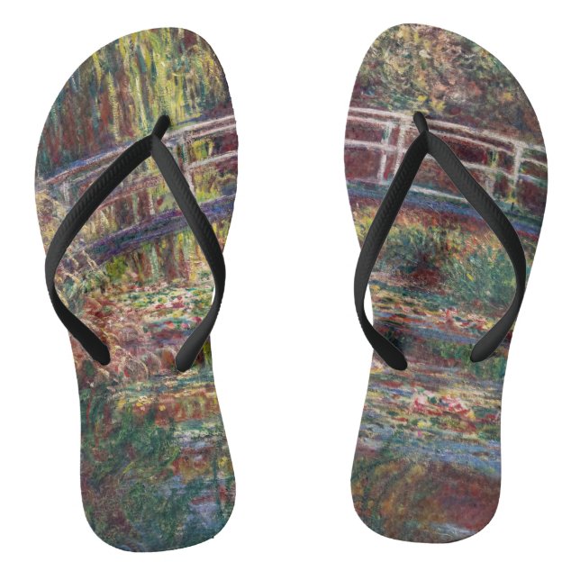 Claude Monet - Water Lily pond, Pink Harmony Flip Flops (Footbed)
