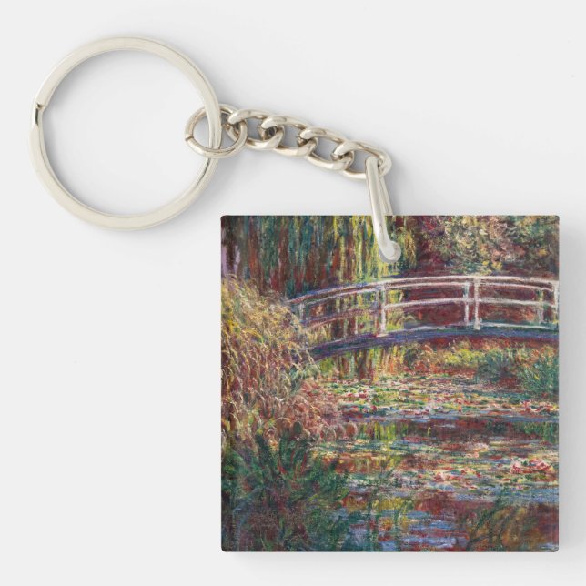 Claude Monet - Water Lily pond, Pink Harmony Key Ring (Front)