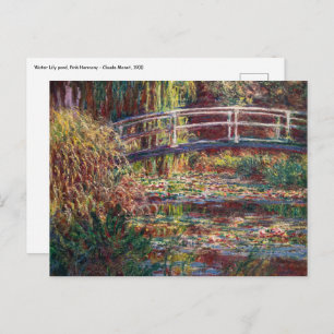 Claude Monet - Water Lily pond, Pink Harmony Postcard