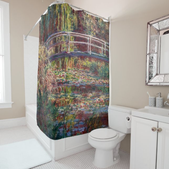 Claude Monet - Water Lily pond, Pink Harmony Shower Curtain (In Situ)