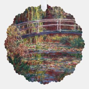 Claude Monet - Water Lily pond, Pink Harmony Tree Decoration Card