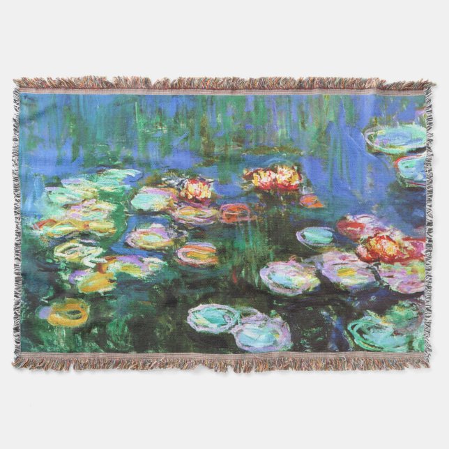 Claude Monet Water Lily Pond Throw Blanket (Front)