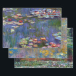 Claude Monet, Water Lily Pond Wrapping Paper Sheet<br><div class="desc">Oscar-Claude Monet (14 November 1840 – 5 December 1926) was a French painter, a founder of French Impressionist painting and the most consistent and prolific practitioner of the movement's philosophy of expressing one's perceptions before nature, especially as applied to plein air landscape painting. The term "Impressionism" is derived from the...</div>